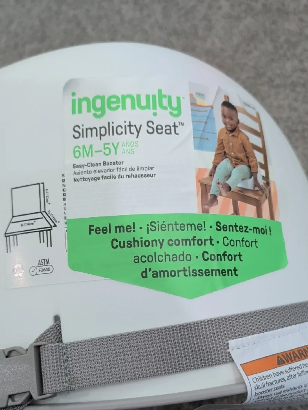 Ingenuity Kids Booster Seat Insert in Light Gray with Safety Strap